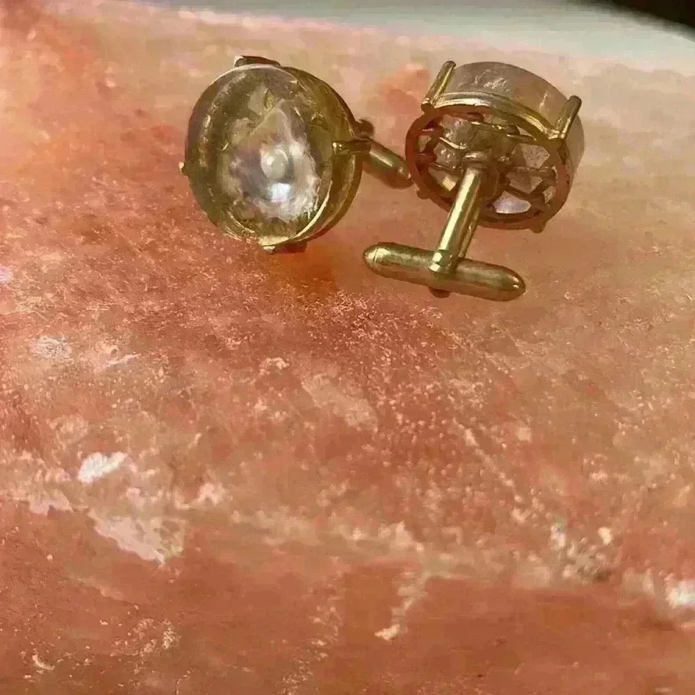 Vintage Oyster Shell and Pearl Encased in Acrylic Cuff Links